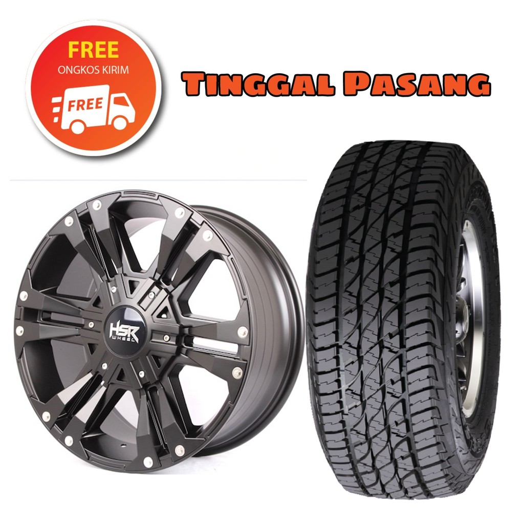 Paket Velg Mobil Ring 20 R20 Plus Ban AT/ All Terain - Untuk Mobil Hilux DC Strada Triton Everest Ra