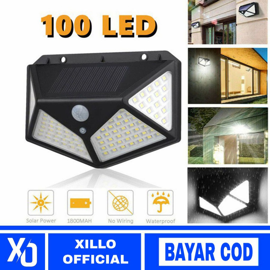 Lampu Taman Surya - Lampu Solar 100 LED - Lampu Tenaga Matahari - Lampu Dinding Nyala Otomatis - Lampu Taman 100LED &amp; 30LED - Lampu 30 Led