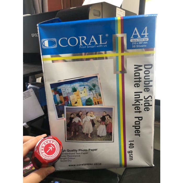 

(DISKON TERMURAH) CORAL DOUBLE SIDE MATTE INKJET PAPER 140 GSM 50 LEMBAR | KERTAS FOTO