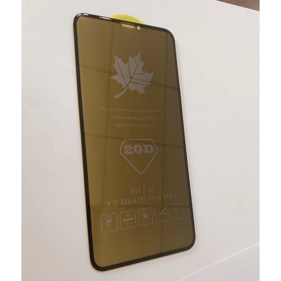 Pelindung Layar Tempered Glass 20d Motif Daun Maple Untuk Iphone 12 / 12pro / 12mini / 12promax / Xs / Xr / X Max / 7p / 6 / 7 / 8