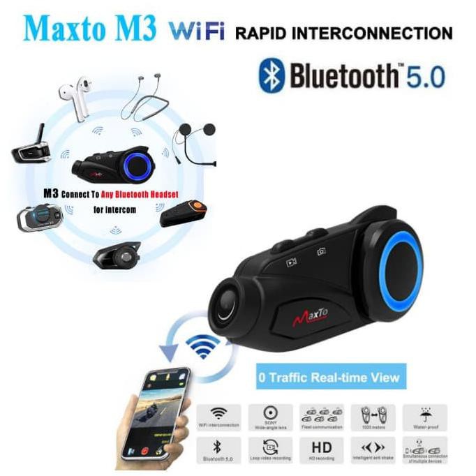 HOTLIST Intercom Helm Maxto m3 Bluetooth Helm Confrence Sony Camera 6 Rider - HELM FULL FACE, TANPA