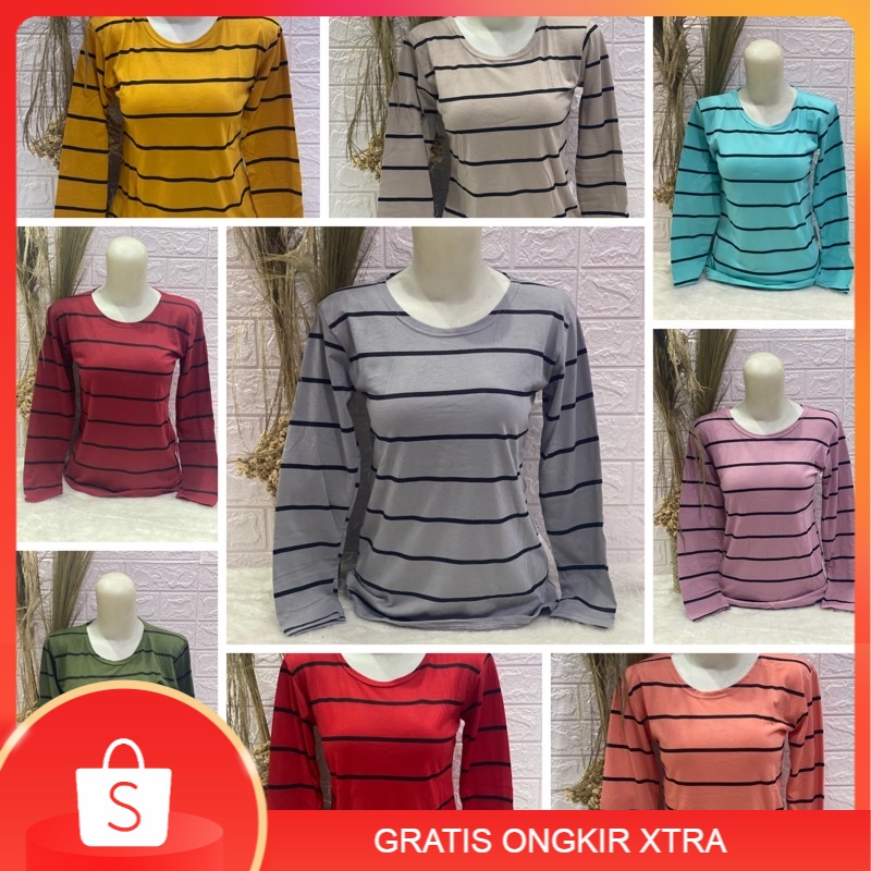 Kaos Salur Lengan Panjang Wanita | Kaos Lengan Panjang Murah