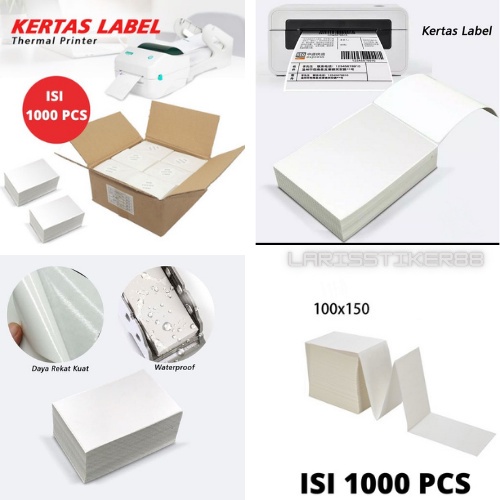 Thermal Stiker Kotak kertas Thermal 100X150Mm 1000 Pcs Label Stiker A6 4X6 Inch Worldhome66