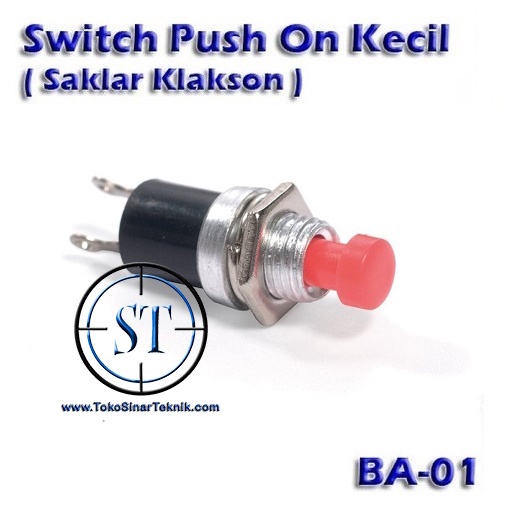 BA-01 Switch Push On Kecil ( Saklar Klakson ) Saklar Momentary Klakson Bulat Mini Tombol Swit Merah Gagang