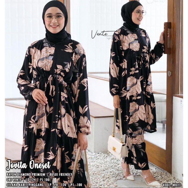 VENTE DAILY JOVITA ONE SET RAYON JUMBO MOTIF ABSTRAK / SETELAN WANITA LD 124 /STELAN LONG TUNIK