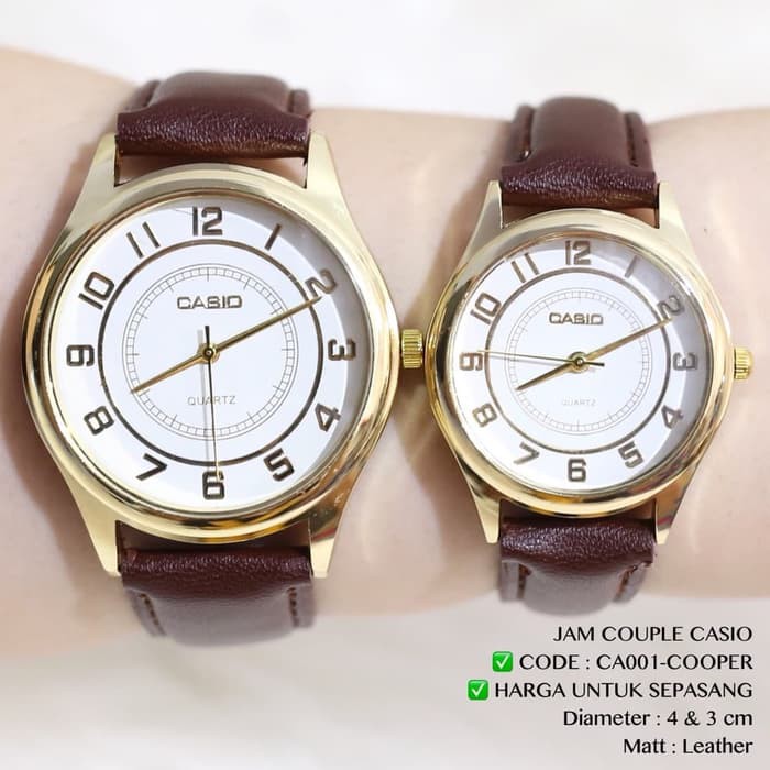 "Jam tangan couple CASIO tali kulit leather grosir free baterai"