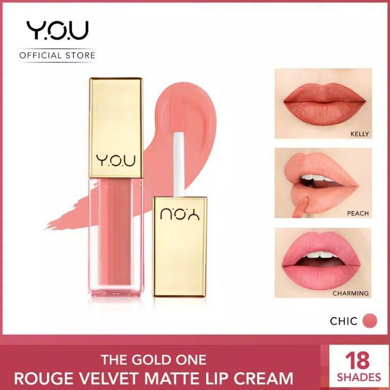 Kosmetik You The Gold One Rouge Velvet Matte Lip Cream (Quick Dry | Lipcream Lipstick Lipstik