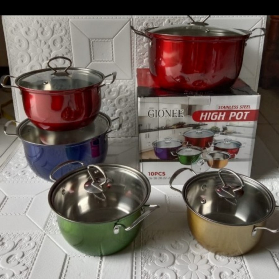 Panci Stainless 10 Pcs Dengan Tutup - Dutch Oven 10 Pcs Set