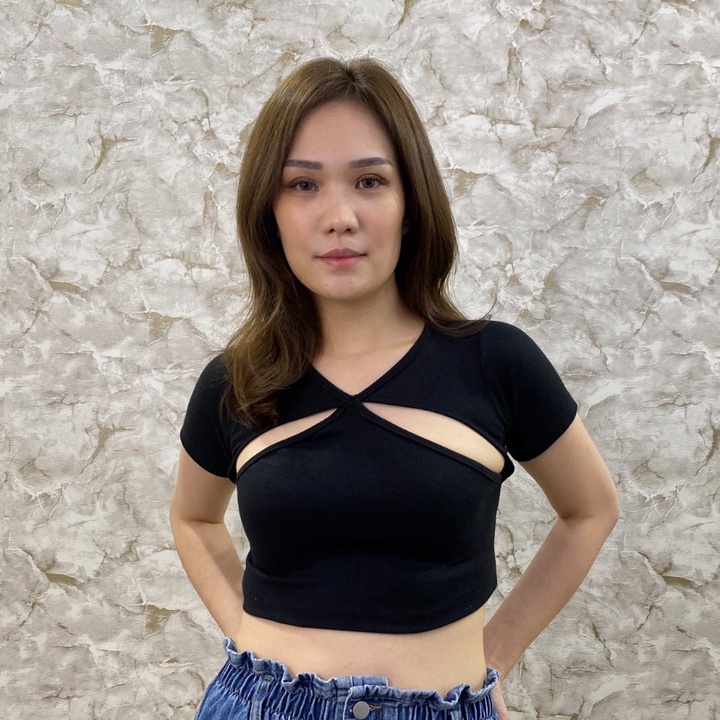 MODAVIE - DORA CROP TOP Korea Kaos Pendek Wanita Crop Tee Korean