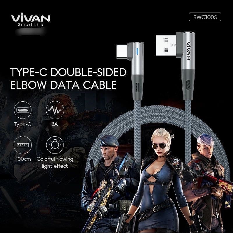 KABEL DATA VIVAN TYPE C MODEL GAMING FAST CHARGING 3A CABLE USB C QC3.0