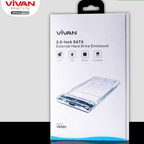 Harddisk Case Enclosure VIVAN VSHD1 2.5 inch USB 3.0 Transparant