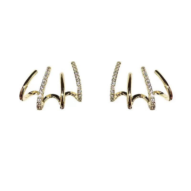 2 Pcs Anting Klip Tanpa Tindik Desain Salib Aksen Mutiara Bahan Cubic Zirconia Untuk Wanita