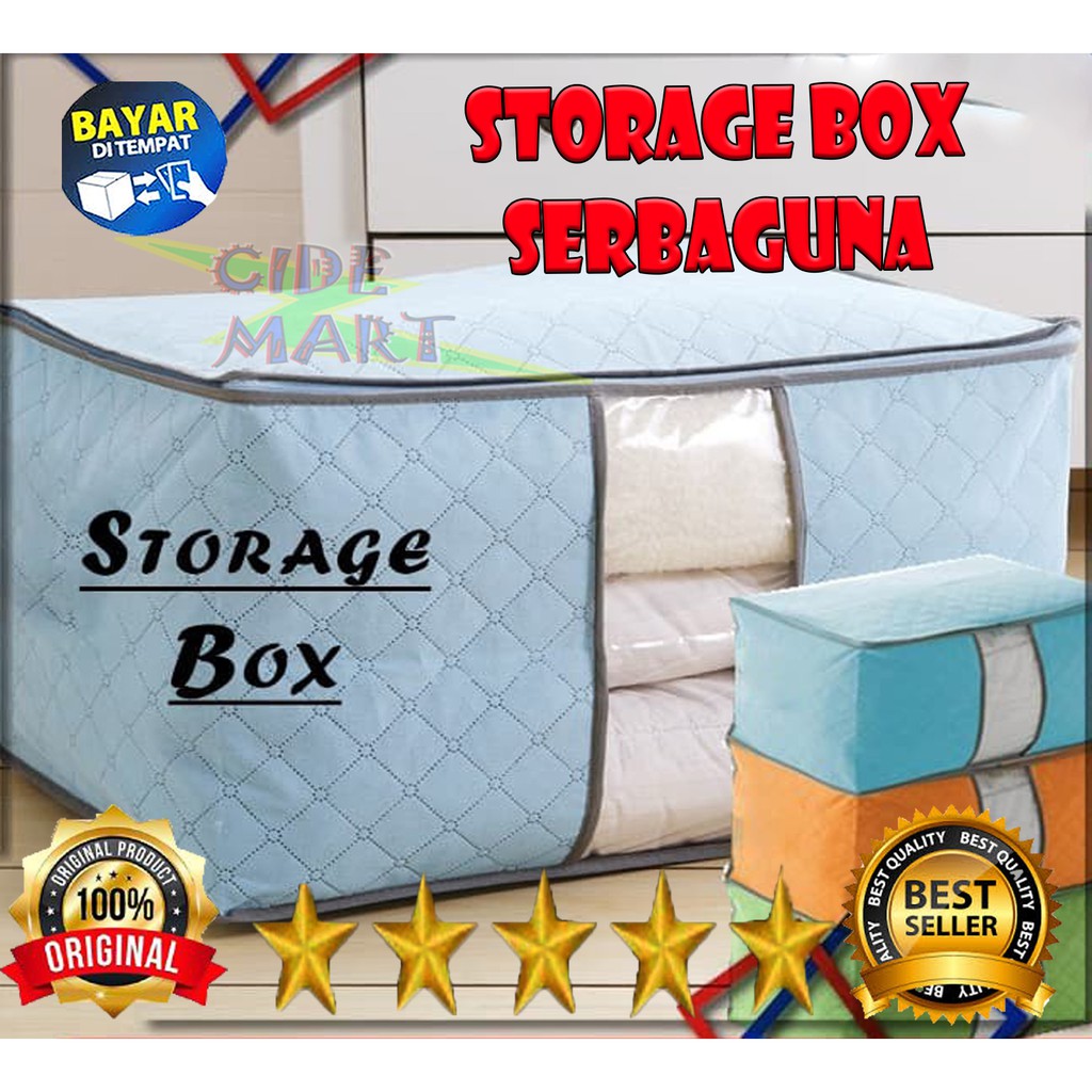 Tempat Penyimpanan Bed Cover Bamboo Storage Box Organizer Bag Kotak Penyimpanan Baju Selimut Dan Sprey Jumbo Serbaguna / Storage Box Baju Bayi / Keranjang Pakaian Baju Bayi / Box Organize