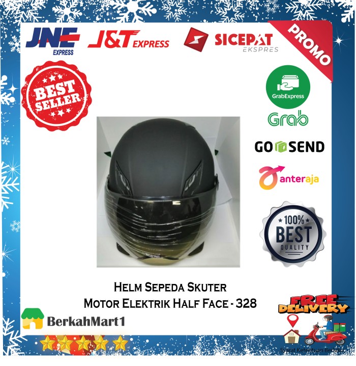 Helm Sepeda Skuter Motor Elektrik Half Face - Hitam Doff