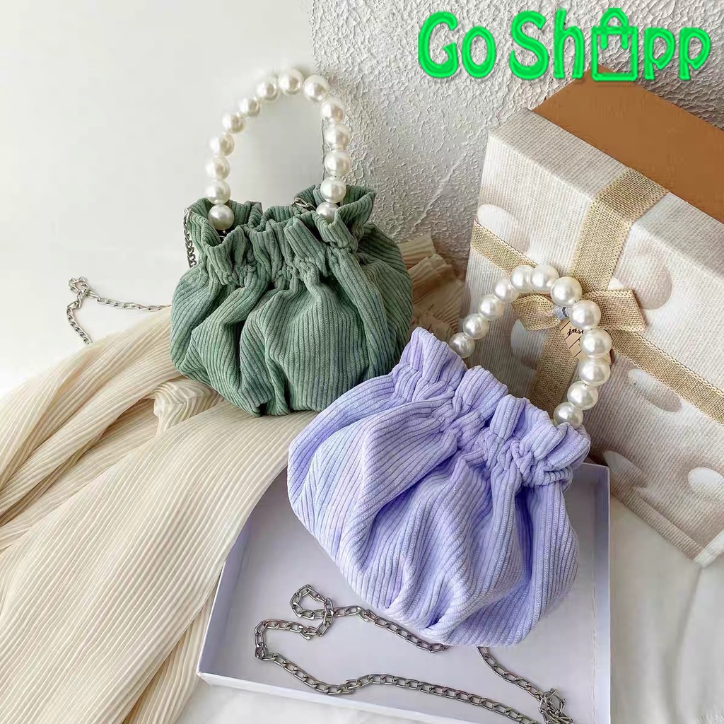 Tas Bucket Bag Wanita Import - Tas Selempang Bucket Mini Fashion Korea - Tas Pesta Wanita Terbaru Import Kekinian - Tas Mini Korean Style - Tas Corduroy Wanita [T07]