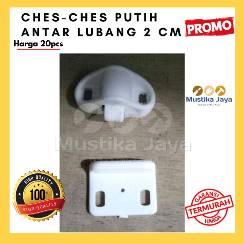 (20 pcs) Klip Pintu Lemari Ches Ches Putih 2 Cm Plastik Murah Bukan Engsel Kaca