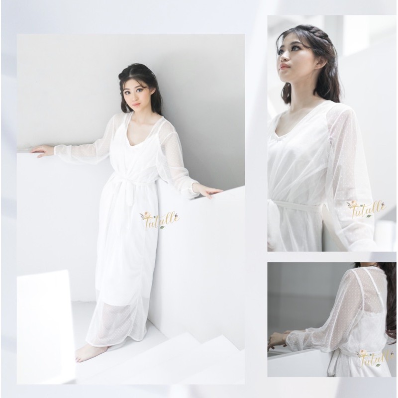 𝙏𝙪𝙩𝙪𝙡𝙡𝙚 Dotty Robe Bride Kimono Bride Robe Bridal Kimono Bridal