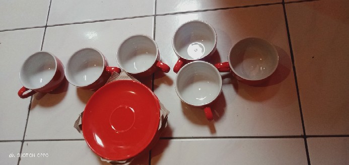[ Best Seller ] 6 Pasang Cangkir Set Keramik Two Tone Kopin / Cangkir Teh Set / Cangkir Kopi