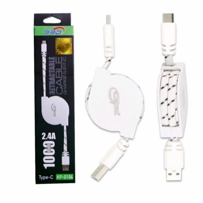 Kabel Data Tarik Pro USB for Micro Type C Iphone Lightning KP-G104 -Micro