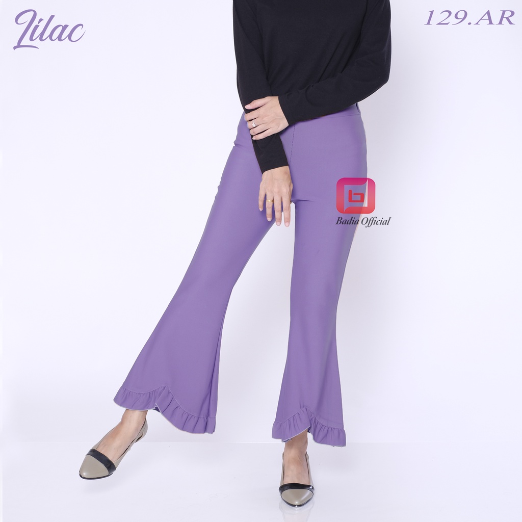 celana cutbray flare scuba highwaist kaki lebar rempel kembang bahan tebal shireen wanita premium