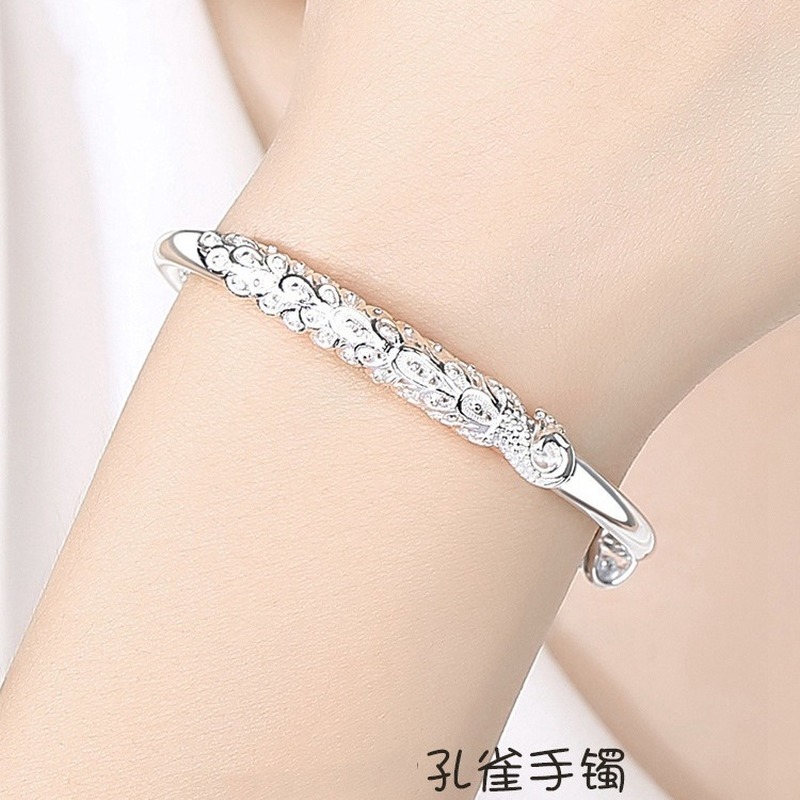 Bracelet Women's Sterling Silver Plated Ornament Opening Adjustable