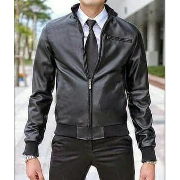 Jaket Semi Kulit Rib Hitam