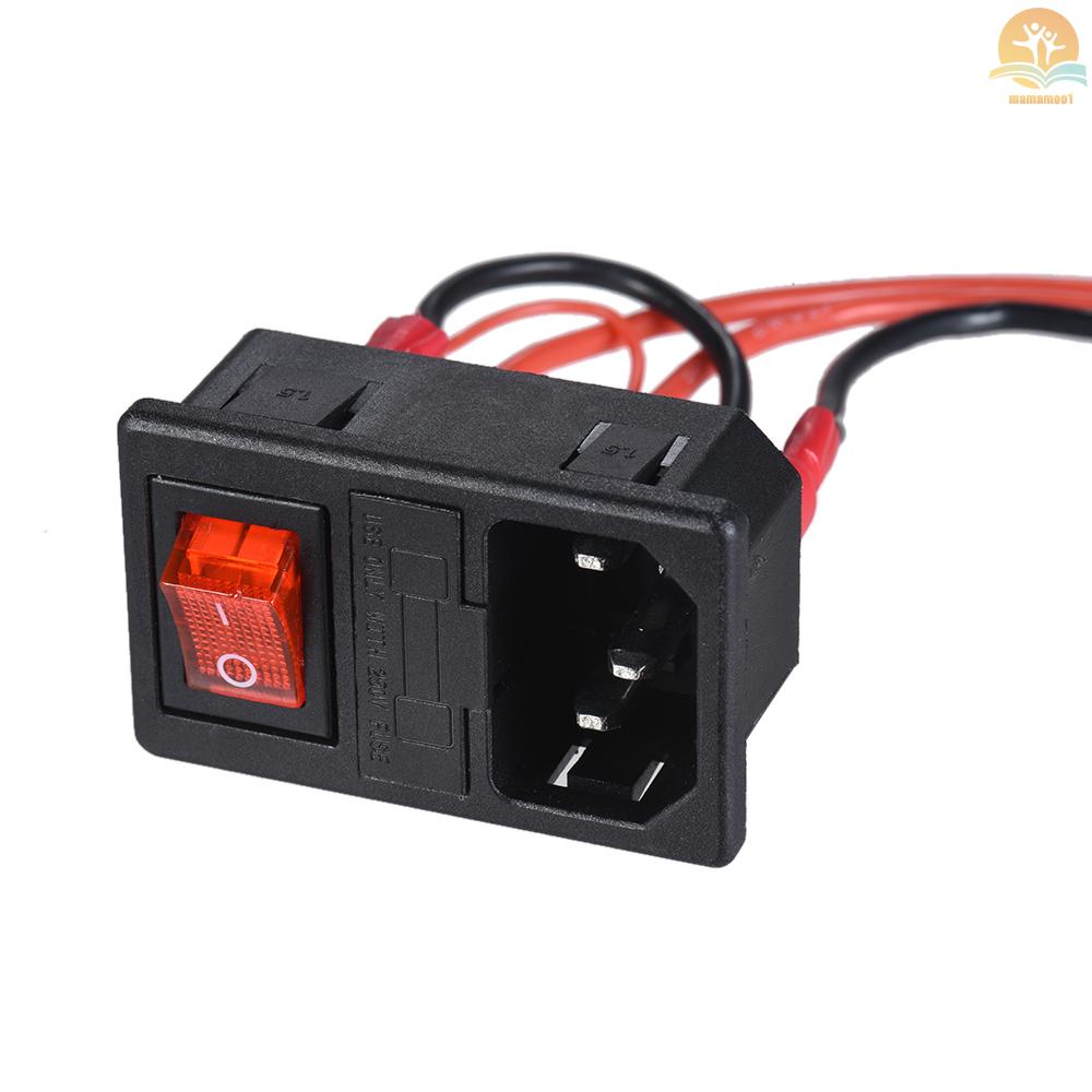 220V/110V 15A Power Supply Switch Male Socket with Fuse for 3D Printer DIY