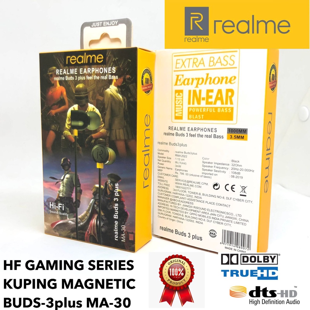 MINIGO~ Handsfree Headset Realme Buds 3plus MA-30 Handsfree Handset Realme MA-30