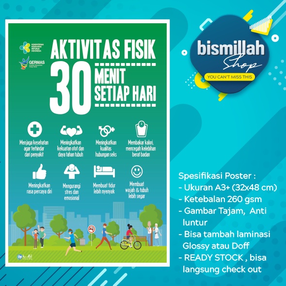

Poster Kesehatan Aktivitas Fisik 30 Menit Setiap Hari