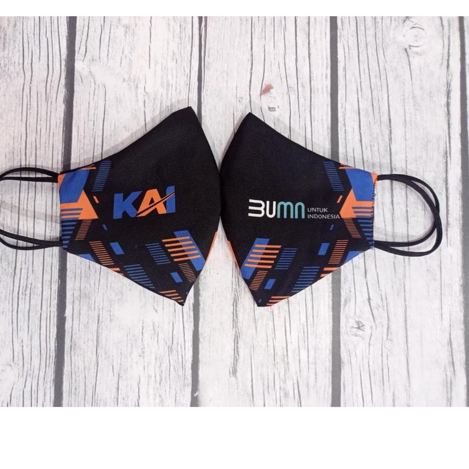 ⇢ Masker KAI BUMN Custom / Masker BUMN KAI Custom Full Printing Design ➫
