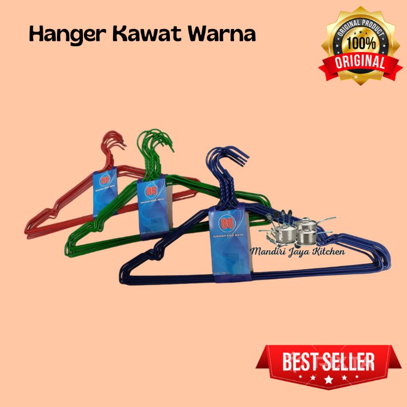 Gantungan Baju Dewasa/Hanger Kawat Warna 10Pcs