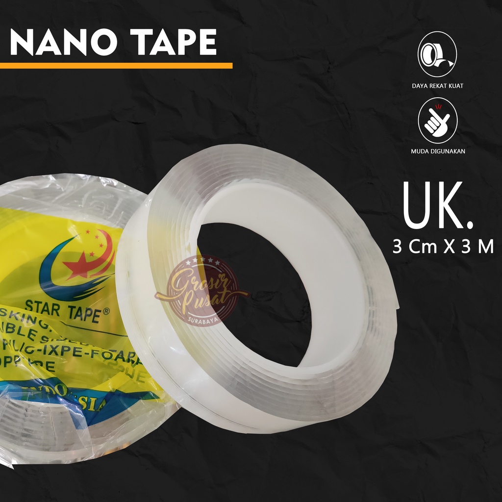 Isolasi Nano Tape Bening 2 mm 3 cm X 3 M