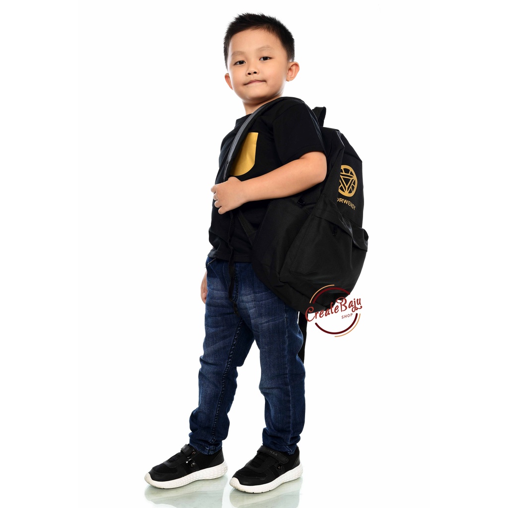 TAS RANSEL ANAK SEKOLAH UNISEX HITAM POLOS TAS SEKOLAH ANAK KUALITAS PREMIUM (FREE CUSTOM NAMA)