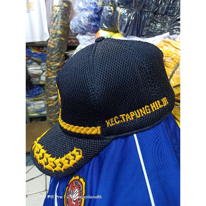 Topi Karang Taruna Jaring Hitam Padi Kapas (full bordir)