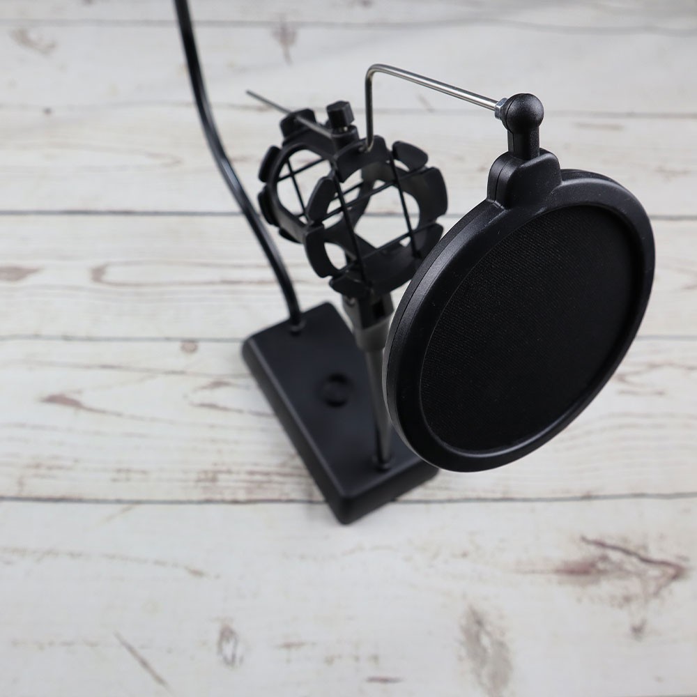 Stand Mic Flexible dan Lazypod Smartphone Holder dengen Pop Filter