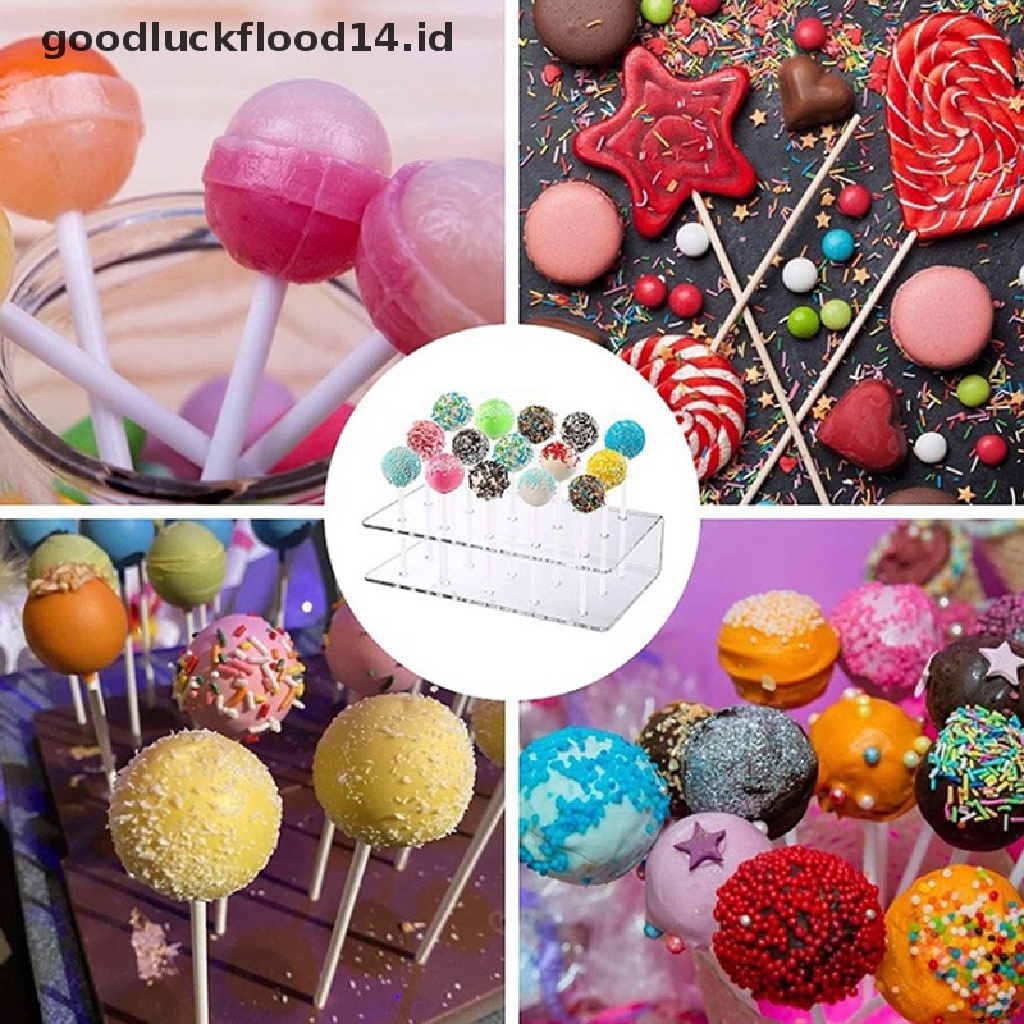 Stand Holder Display Permen Lolipop Kue 15 Lubang Bahan Akrilik Bening