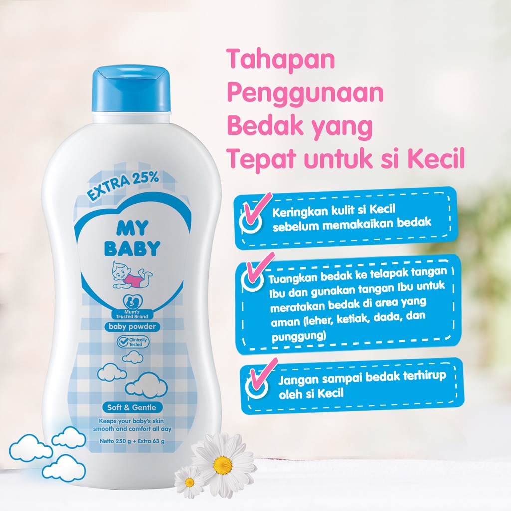 Bedak Bayi Wangi Lembut My Baby Powder Soft &amp; Gentle Chamomile 250gr