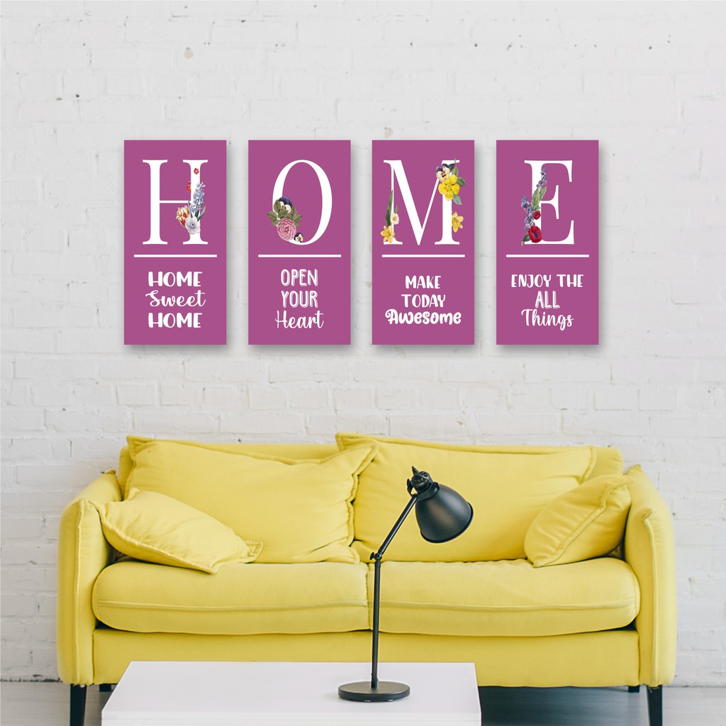 Wall Decor Hiasan Dinding Dekorasi Dinding Tema Huruf HOME Bunga D
