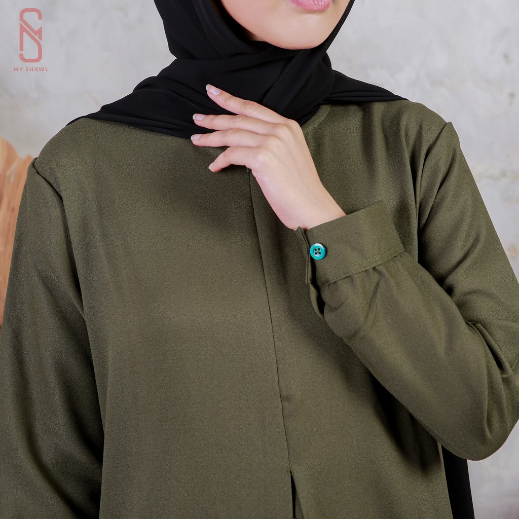 Myshawl Hana Army Premium Gamis Syar'i Jumbo Premium Busui Matt Moscrape Ld 140