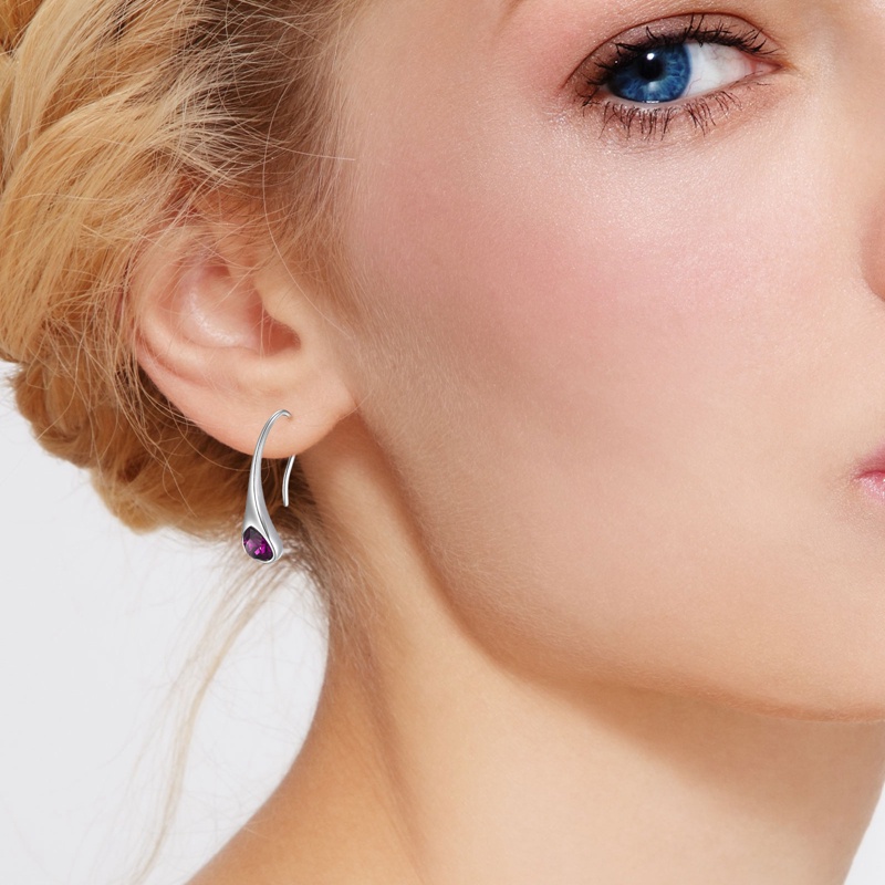 Anting Kait Silver 925 Hias Zircon Untuk Wanita