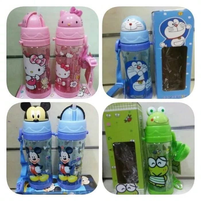 Botol Minum kepala Karakter Anak Free Sedotan /Botol karakter minuman anak