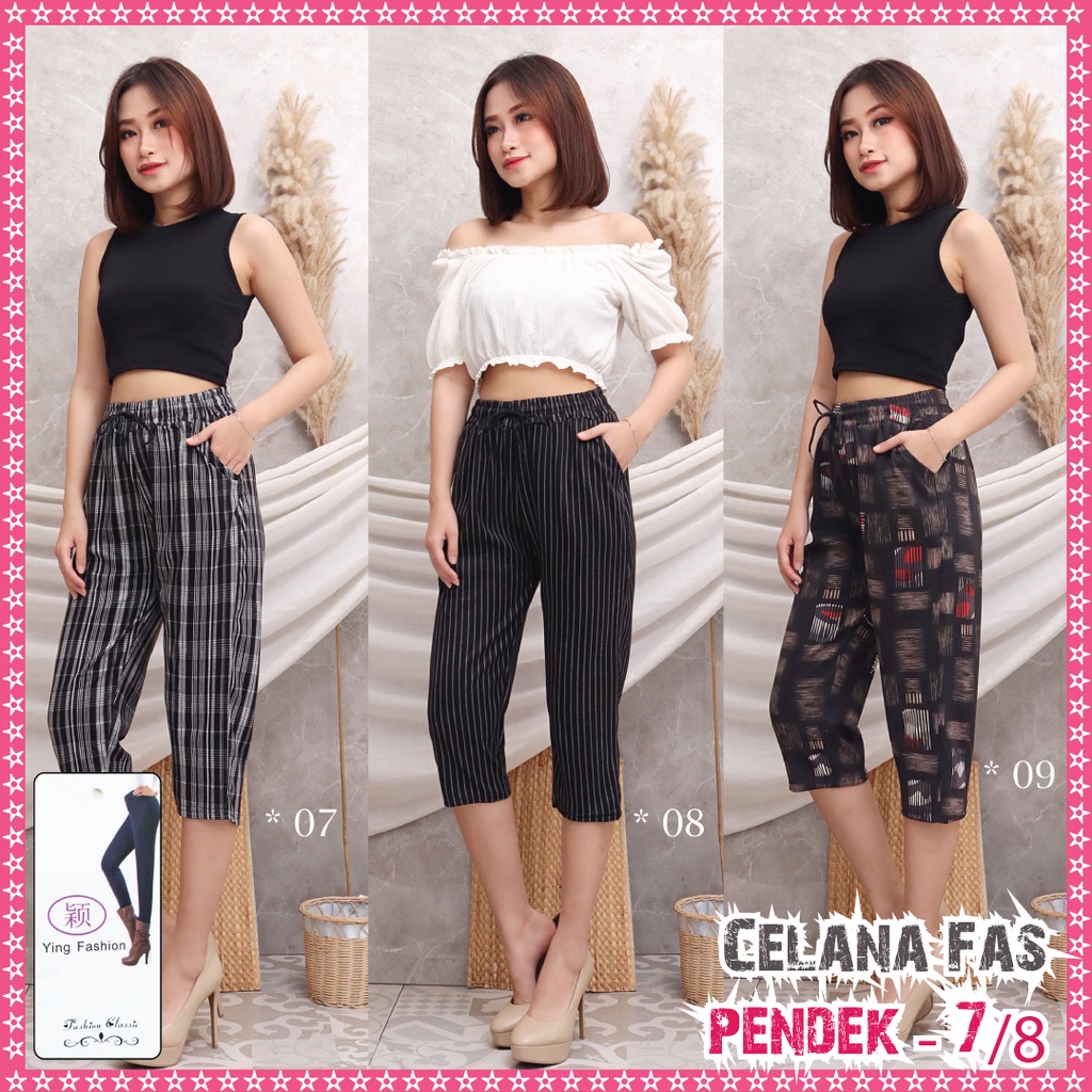 [GROSIR] Celana Zahra 7/8 pendek Import Terbaru / celana fashion wanita import / celana kotak wanita