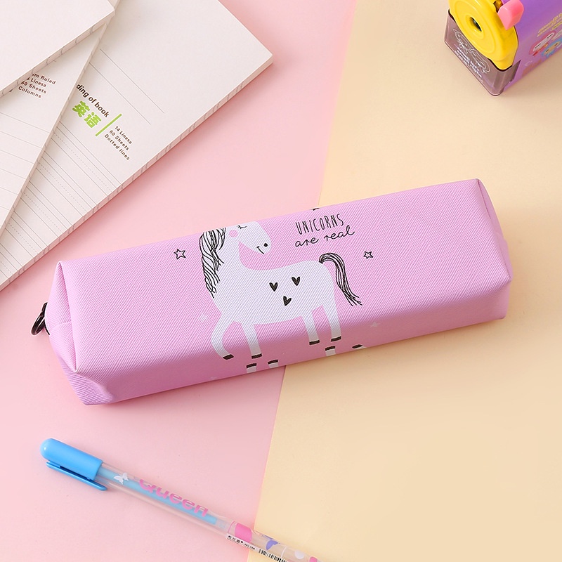 KOTAK PENSIL MOTIF UNICORN LUCU UNIK / KOTAK PULPEN / TEMPAT ALAT TULIS IMPORT TERMURAH PGS-Pink