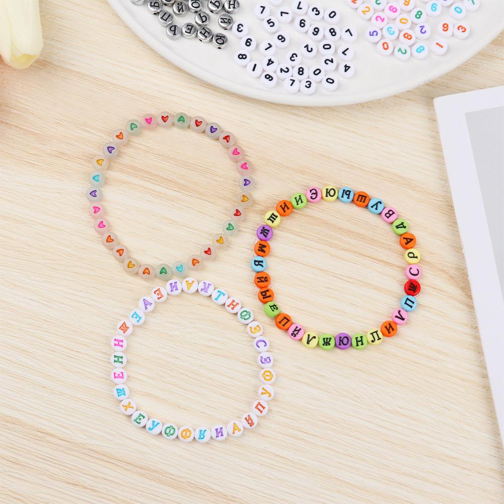 Lily 100PCS 4*7mm Manik-Manik Akrilik DIY Gelang Pentagram Huruf Hati Membuat Perhiasan