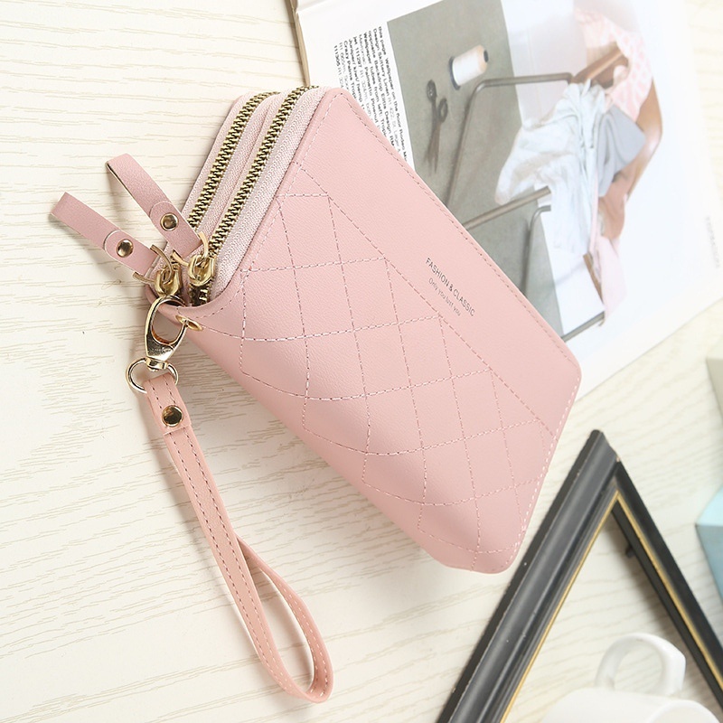 DOMPET PANJANG WANITA PINK VANIER WA583P3 FASHION KOREA IMPORT 2 RESLETING BESAR MUAT HP KARTU KULIT  UANG KOIN BRANDED REMAJA KEKINIAN PREMIUM BATAM