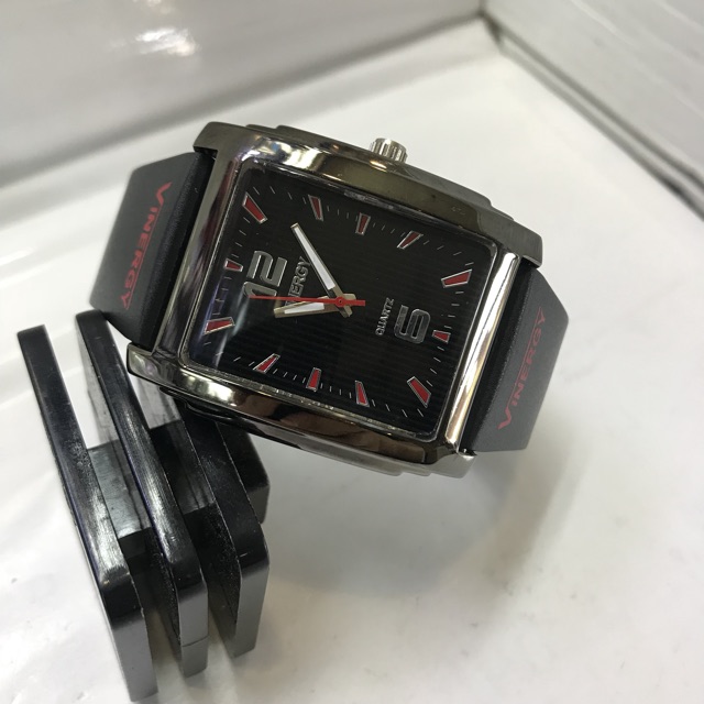 JAM TANGAN PRIA/WANITA VINERGY V8702 RUBBER SEGIEMPAT