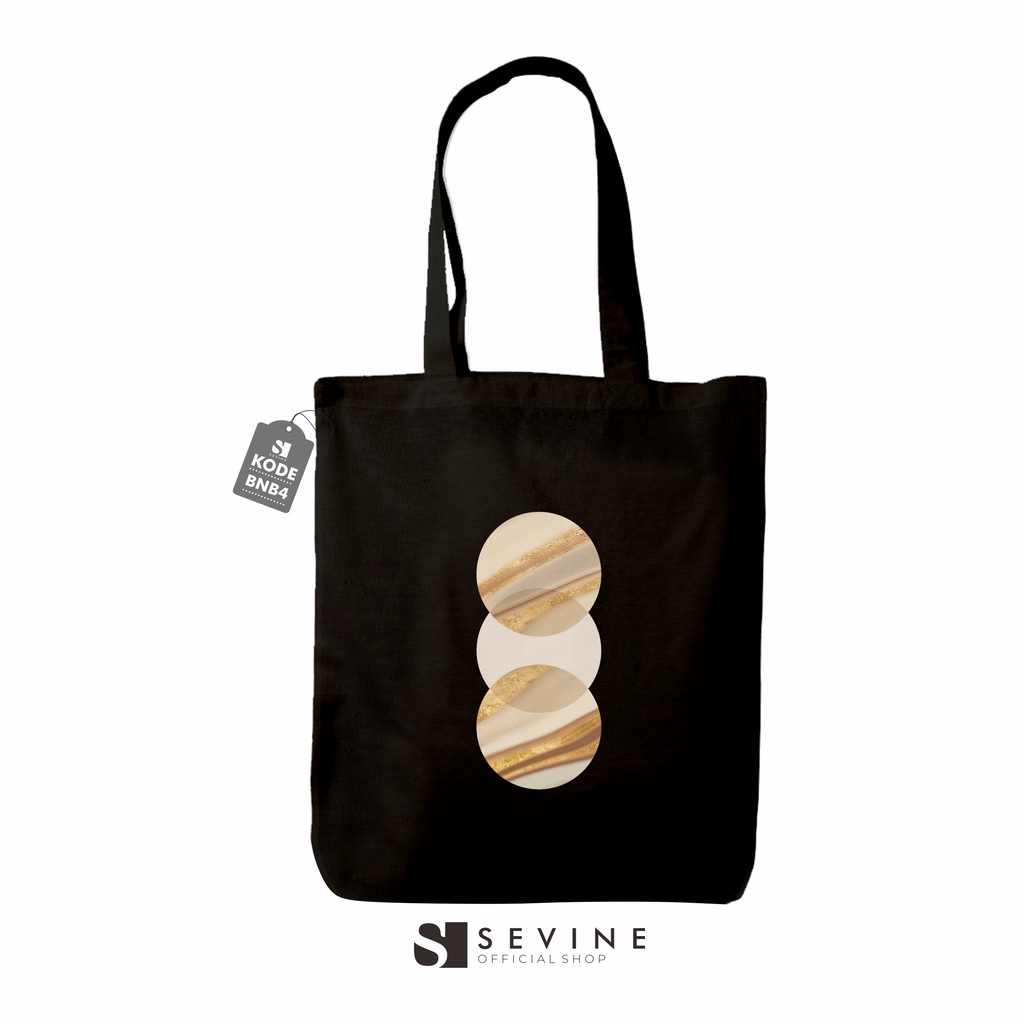 Sevine Totebag Tas Wanita Warna Hitam Tote Bag Resleting Laptop Motif Nordic - BNB