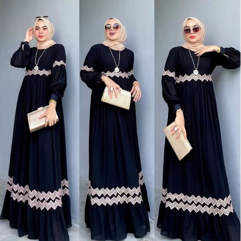 [Fashion Muslim] Gamis KIMIKO LACE | SONIA dress ceruty babydoll mix renda terlaris