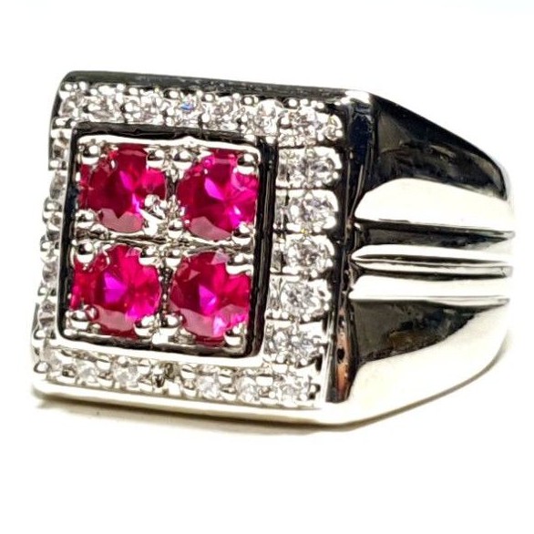 Batu permata ruby tabur ring perak bangkok 4mata