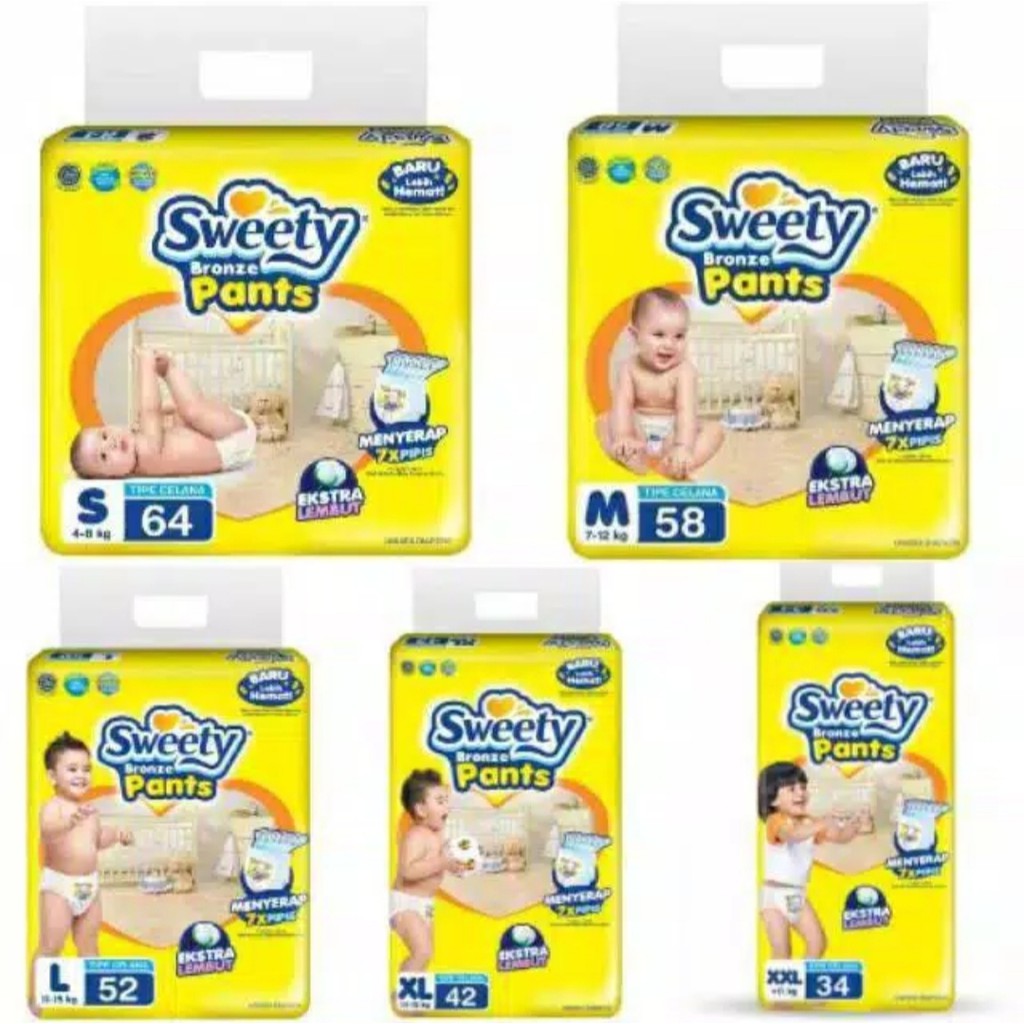 Promo Sweety Bronze Pants Murah Popok Sweety Bronze Pants S64/M58/L52/XL42/XXL34